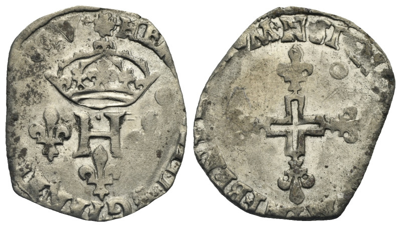 FRANCE, Royal. Henry III, 1574-1589. Double Sol Parisis (Billon, 21.84 mm, 3.22 ...