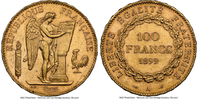 Republic gold 100 Francs 1899-A MS61 NGC, Paris mint, KM832, F-552. HID098012420...