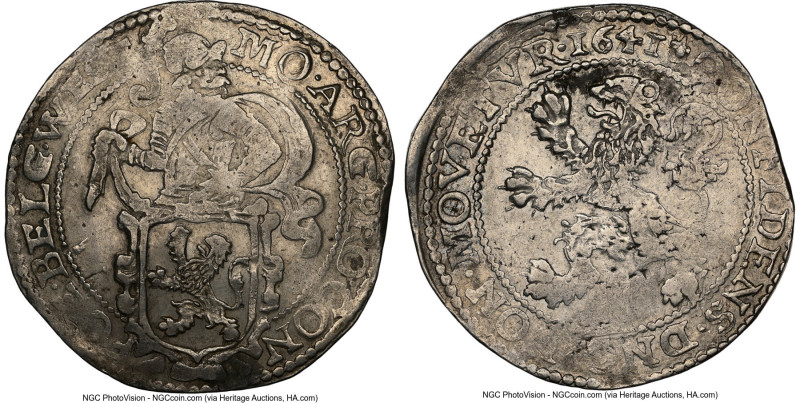 West Friesland. Provincial Lion Daalder 1641 XF Details (Cleaned) NGC, Enkhuizen...