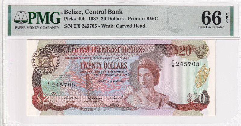 Belize, 20 Dollars, 1987, UNC, p49b

Estimate: USD 500-1000