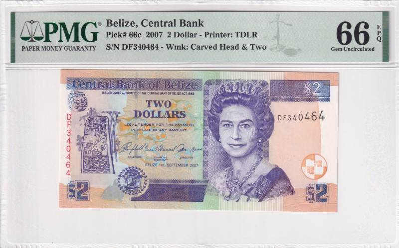 Belize, 2 Dollars, 2007, UNC, p66c

Estimate: USD 25-50