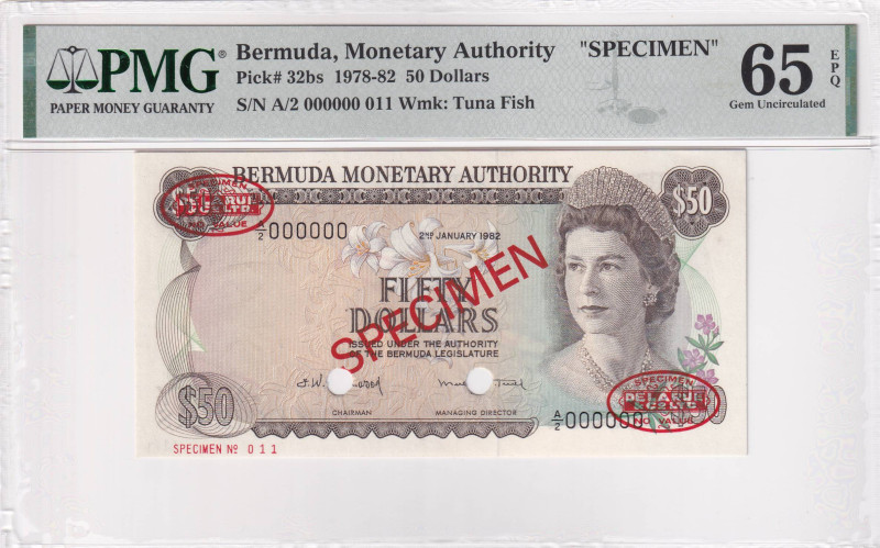 Bermuda, 50 Dollars, 1978/1982, UNC, p32bs, SPECIMEN

Estimate: USD 200-400