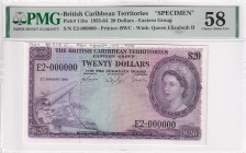 British Caribbean Territories, 20 Dollars, 1955/1964, AUNC, p11bs, SPECIMEN

Estimate: USD 1500-3000