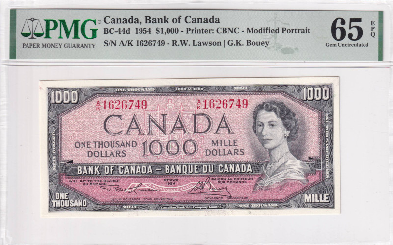 Canada, 1.000 Dollars, 1954, UNC, p73

Estimate: USD 2500-5000