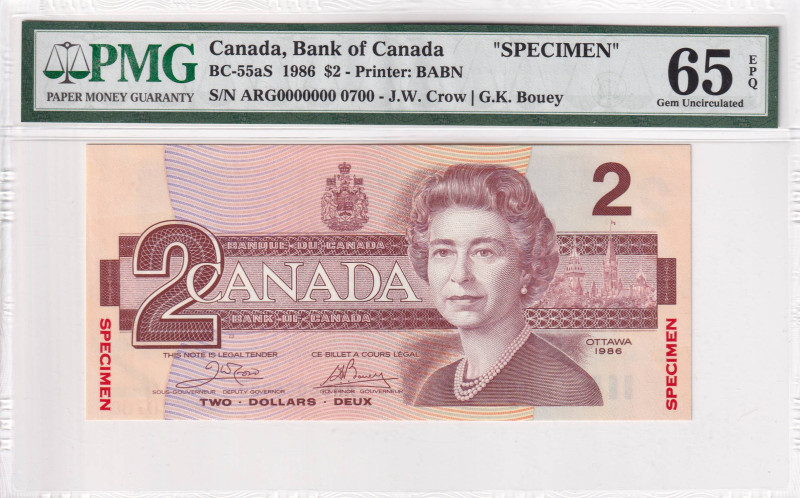 Canada, 2 Dollars, 1986, UNC, p94a, SPECIMEN

Estimate: USD 300-600