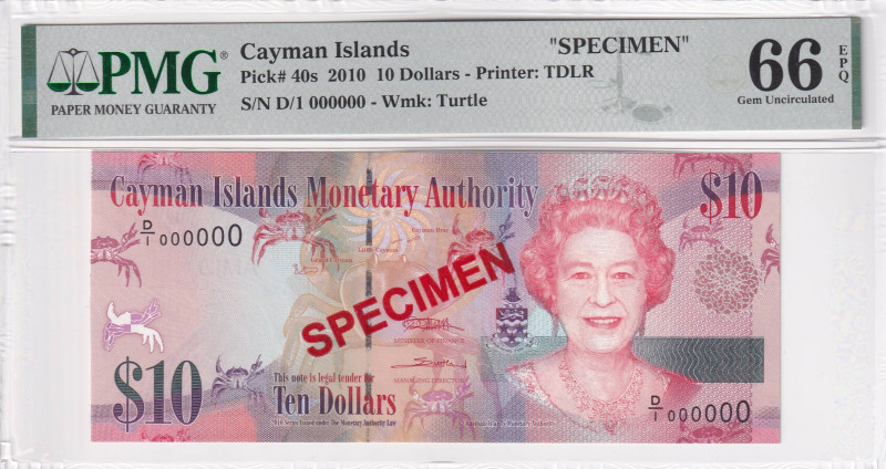 Cayman Islands, 10 Dollars, 2010, UNC, p40s, SPECIMEN

Estimate: USD 250-500