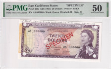 East Caribbean States, 20 Dollars, 1965, AUNC, p15fs, SPECIMEN

Estimate: USD 500-1000