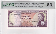 East Caribbean States, 20 Dollars, 1965, AUNC, p15g

Estimate: USD 150-300