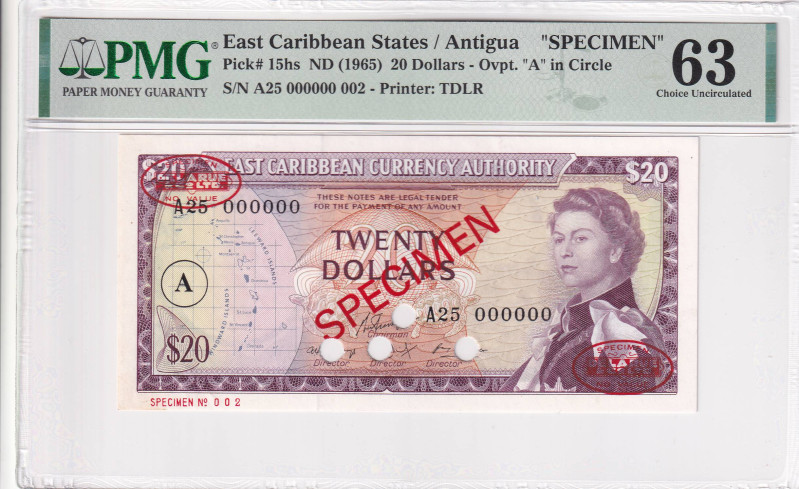 East Caribbean States, 20 Dollars, 1965, UNC, p15hs, SPECIMEN

Estimate: USD 5...