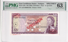 East Caribbean States, 20 Dollars, 1965, UNC, p15hs, SPECIMEN

Estimate: USD 500-1000
