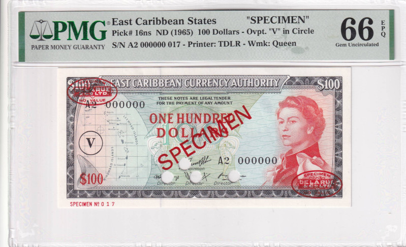 East Caribbean States, 100 Dollars, 1965, UNC, p16ns, SPECIMEN

Estimate: USD ...