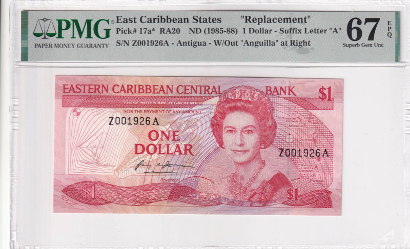 East Caribbean States, 1 Dollar, 1985/1988, UNC, p17a, REPLACEMENT

Estimate: ...