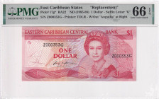 East Caribbean States, 1 Dollar, 1985/1988, UNC, p17g, REPLACEMENT

Estimate: USD 100-200