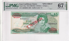 East Caribbean States, 5 Dollars, 1986/1988, UNC, p18as, SPECIMEN

Estimate: USD 250-500