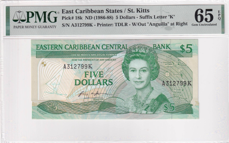 East Caribbean States, 5 Dollars, 1986/1988, UNC, p18k

Estimate: USD 75-150