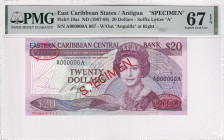 East Caribbean States, 20 Dollars, 1987/1988, UNC, p19as, SPECIMEN

Estimate: USD 500-1000