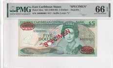 East Caribbean States, 5 Dollars, 1988/1993, UNC, p22us, SPECIMEN

Estimate: USD 150-300