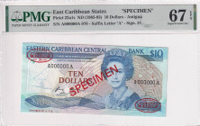 East Caribbean States, 10 Dollars, 1985/1993, UNC, p23a1s, SPECIMEN

Estimate: USD 400-800