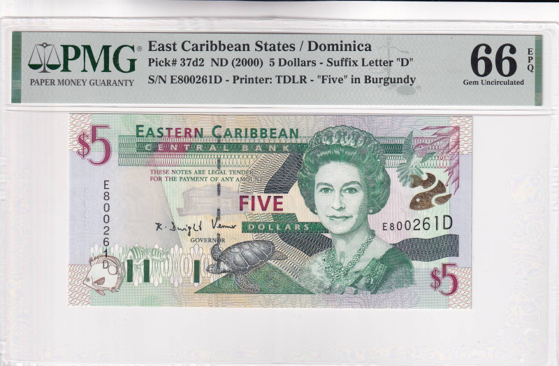 East Caribbean States, 5 Dollars, 2000, UNC, p37d2

Estimate: USD 50-100