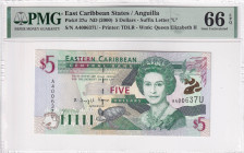 East Caribbean States, 5 Dollars, 2000, UNC, p37u

Estimate: USD 50-100