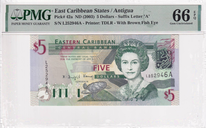 East Caribbean States, 5 Dollars, 2003, UNC, p42a

Estimate: USD 50-100