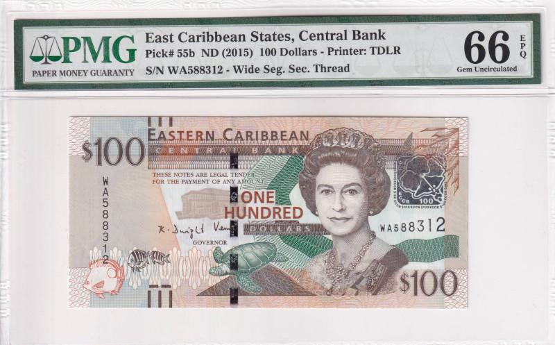 East Caribbean States, 100 Dollars, 2015, UNC, p55b

Estimate: USD 100-200