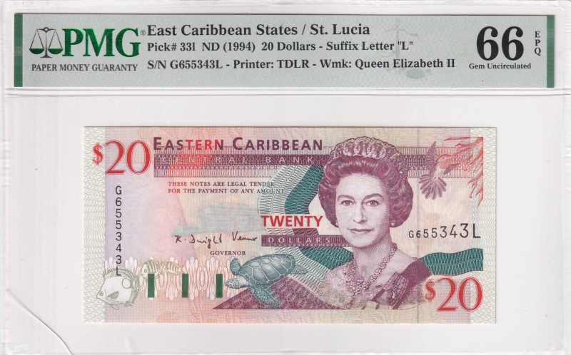 East Caribbean States, 20 Dollars, 1994, UNC, p331

Estimate: USD 100-200