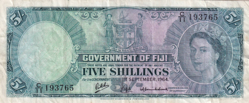 Fiji, 5 Shillings, 1964, VF, p51d

Estimate: USD 40-80