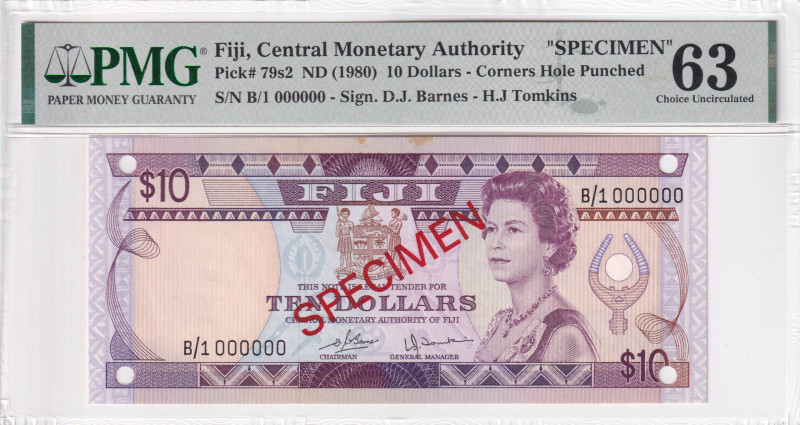 Fiji, 10 Dollars, 1980, UNC, p79s2, SPECIMEN

Estimate: USD 150-300