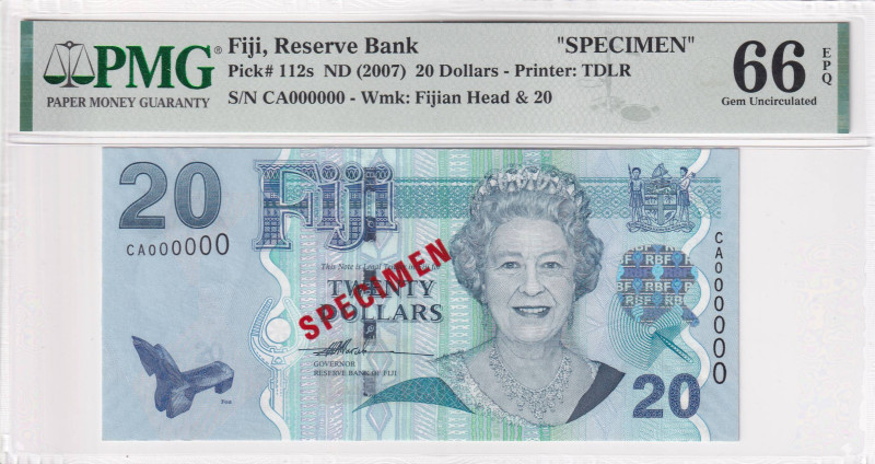 Fiji, 20 Dollars, 2007, UNC, p112s, SPECIMEN

Estimate: USD 200-400