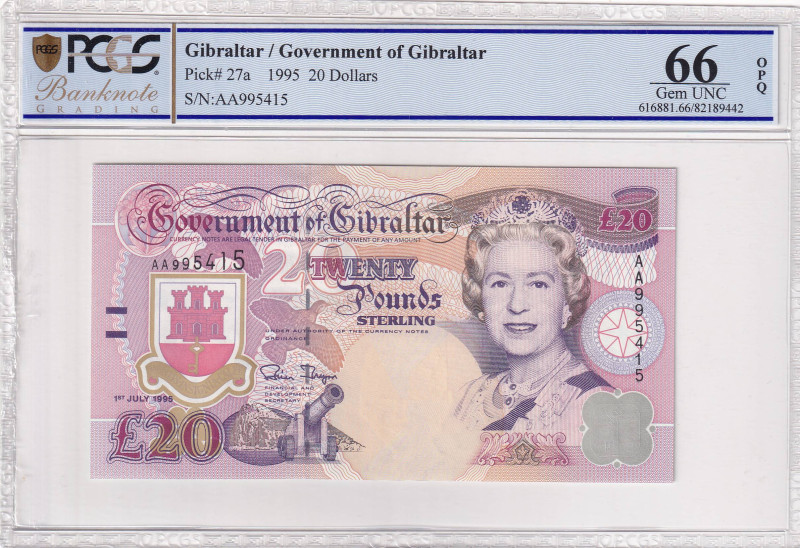 Gibraltar, 20 Pounds, 1995, UNC, p27a

Estimate: USD 100-200