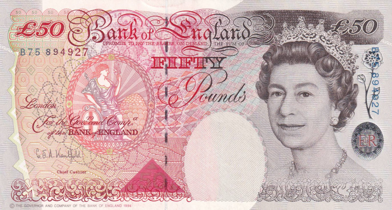 Great Britain, 50 Pounds, 1994, AUNC, p388a

Estimate: USD 50-100