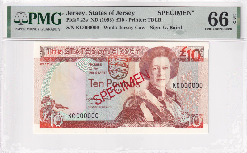 Jersey, 10 Pounds, 1993, UNC, p22s, SPECIMEN

Estimate: USD 30-60