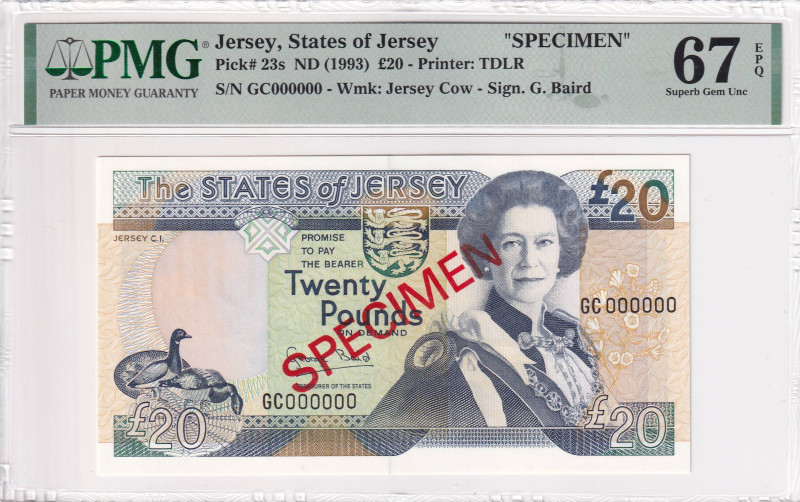 Jersey, 20 Pounds, 1993, UNC, p23s, SPECIMEN

Estimate: USD 100-200