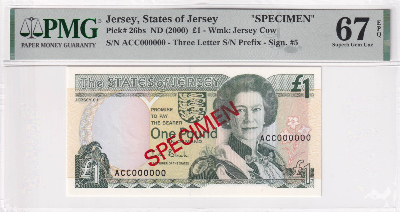 Jersey, 1 Pound, 2000, UNC, p26bs, SPECIMEN

Estimate: USD 30-60