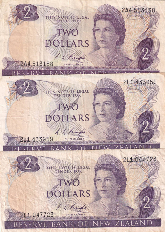 New Zealand, 2 Dollars, 1975, VF, p164c, (Total 3 banknotes)

Estimate: USD 10...