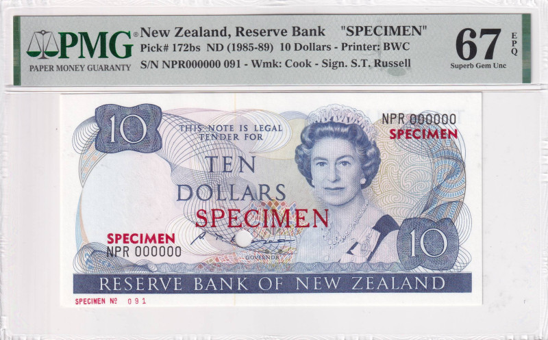 New Zealand, 10 Dollars, 1985/1989, UNC, p172bs, SPECIMEN

Estimate: USD 400-8...