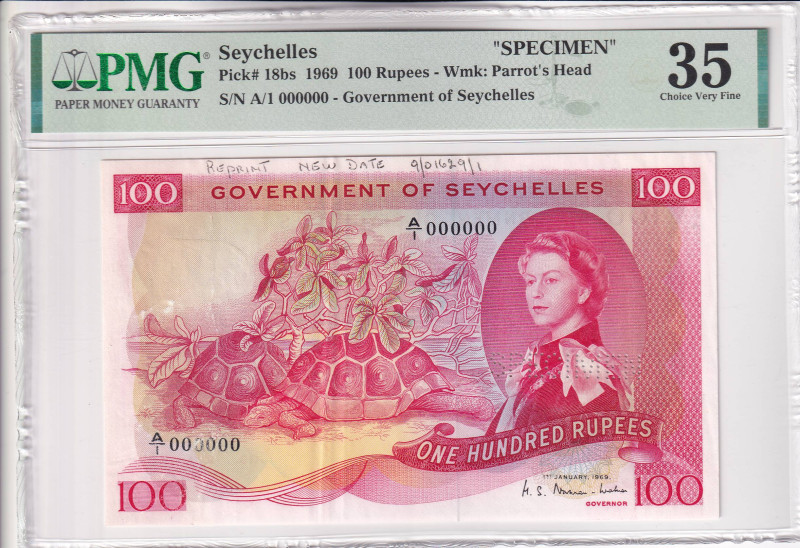 Seychelles, 100 Rupees, 1969, VF, p18bs, SPECIMEN

Estimate: USD 1000-2000