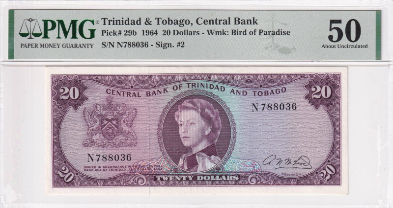 Trinidad & Tobago, 20 Dollars, 1964, AUNC, p29b

Estimate: USD 500-1000