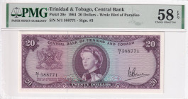 Trinidad & Tobago, 20 Dollars, 1964, AUNC, p29c

Estimate: USD 1000-2000