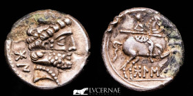 Bolskan Silvered Bronze Denarius 3,30 g. 17 mm. Huesca 120-80 B.C. GVF