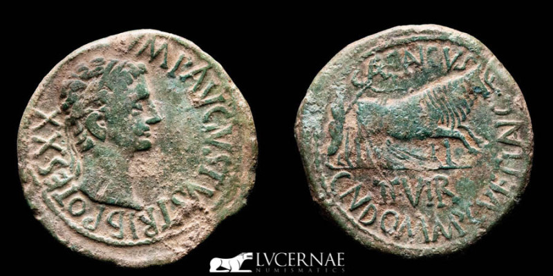 Roman Empire - Augustus (27 B.C. - 14 A.D.) bronze As (11.87 g. 30 mm.) minted i...