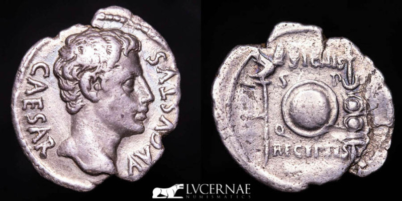 Roman Empire - Augustus (27 B.C -14 A.D.) Silver denarius. (3,36 g. 20 mm.). Min...