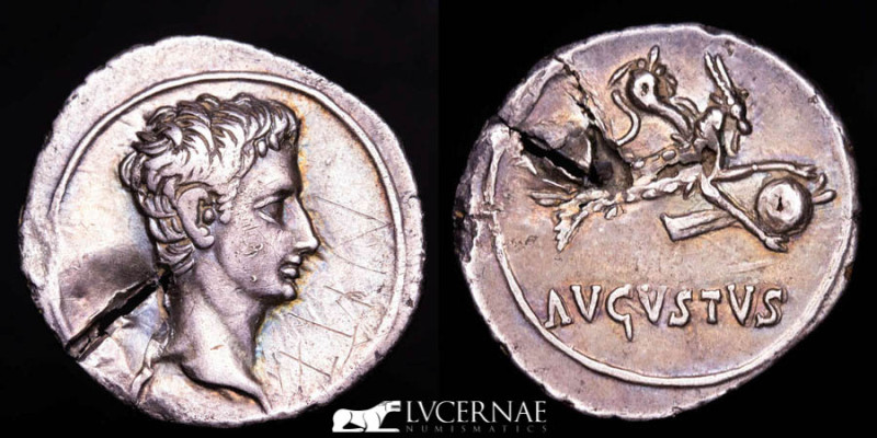 Roman Empire - Augustus, 27 BC-14 AD. Fouree denarius (2,15 g. 21 mm.), Colonia ...