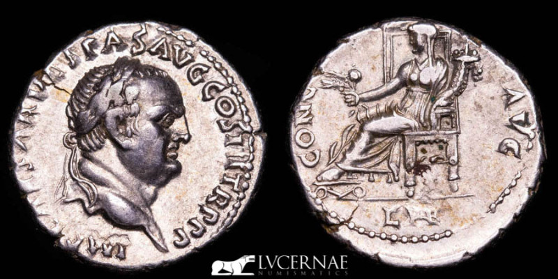 Roman Empire - Vespasian (AD 69 - 79) - Silver denarius (3,47 g. 18 mm.) - From ...