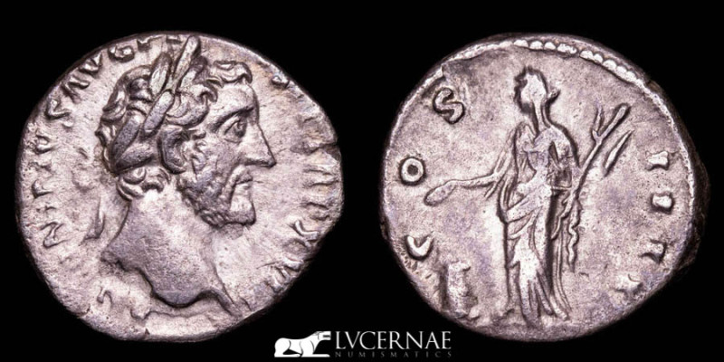 Roman Empire - Antoninus Pius (AD 138-161), fourre denarius (3,47 g. 18 mm.), mi...