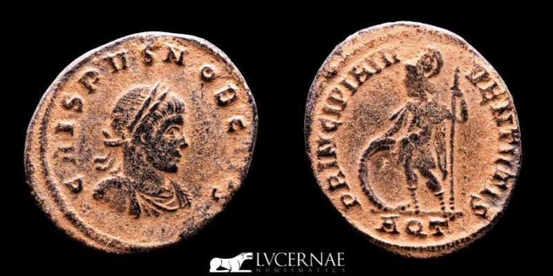 Roman Empire. Crispus (Caesar, 316-326). Follis (2,32 g., 21 mm.). Aquileia.

CR...