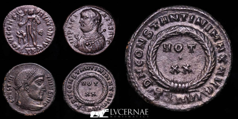 Roman Empire - Lot comprising two follis:

1.- Licinius I AE follis. Cyzicus min...