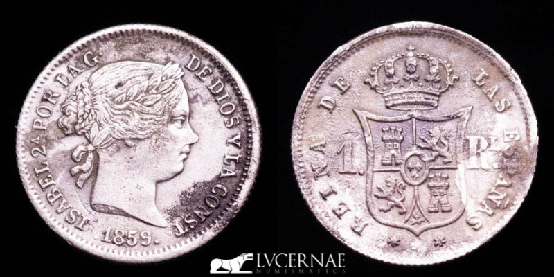 Spain - Isabel II (1833-1868). 

Silver 1 real (1,24 g. 15 mm.). 1859. Madrid (S...