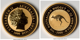 Elizabeth II gold Proof "Australian Nugget - Red Kangaroo" 1000 Dollars (10 oz) 2000, As pictured. AGW 9.999 oz. HID09801242017 © 2024 Heritage Auctio...